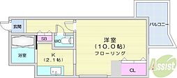 藤井ビル北17条2 1Kの間取図画像