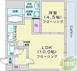 エポック南7条館 1LDKの間取図画像