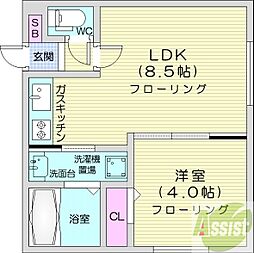 フェーラシュヴァル南円山 1LDKの間取図画像