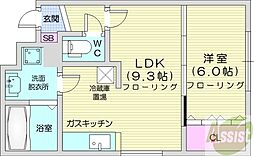 トルペ環状通東 1LDKの間取図画像