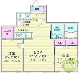 MA豊平公園 2LDKの間取図画像