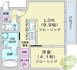 札幌市豊平区豊平六条10丁目マンション 1LDKの間取図画像