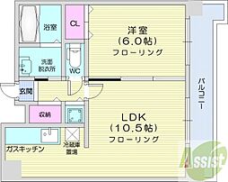 ノーザンヒルズ南10条 1LDKの間取図画像