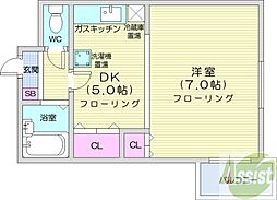 エンドレス三井 1DKの間取図画像