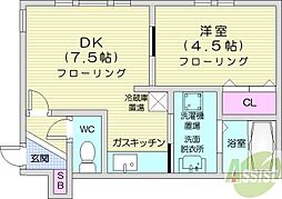 ツインズ大通弐番館 1DKの間取図画像
