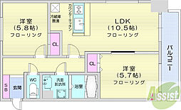HeLm21 2LDKの間取図画像
