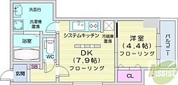 ブランシャールALAIN北18条 1DKの間取図画像