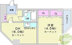 ステージ13 1DKの間取図画像