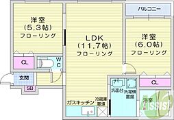 メゾンクー・ドゥ・クール 2LDKの間取図画像