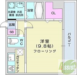 ioミナミ3ジョウ 1Kの間取図画像