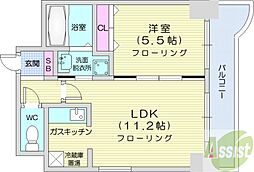 ティアラ資生館 1LDKの間取図画像