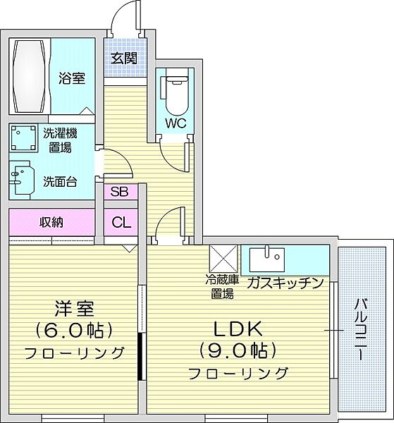 カーム北6条 ｜北海道札幌市北区北六条西8丁目(賃貸マンション1LDK・5階・34.50㎡)の写真 その2