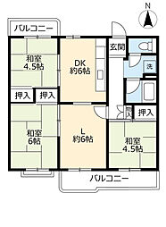 UR都市機構大山田団地8号棟 3LDKの間取図画像