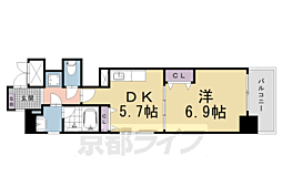京都市営烏丸線 四条駅 徒歩2分の賃貸マンション 3階1DKの間取り