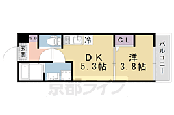 京福電気鉄道北野線 北野白梅町駅 徒歩14分の賃貸アパート 1階1DKの間取り