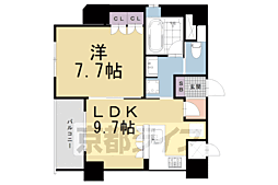 京都市営烏丸線 五条駅 徒歩10分の賃貸マンション 2階1LDKの間取り