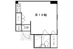 京都市営烏丸線 四条駅 徒歩5分の賃貸マンション 3階ワンルームの間取り
