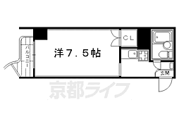 京都市営烏丸線 四条駅 徒歩4分の賃貸マンション 4階ワンルームの間取り
