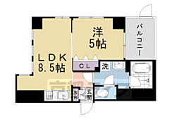 京都地下鉄東西線 二条城前駅 徒歩13分の賃貸マンション 1階1LDKの間取り