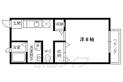 京福電気鉄道北野線 北野白梅町駅 徒歩12分の賃貸アパート 1階1Kの間取り