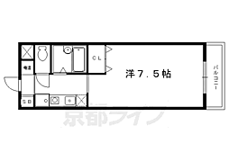 グランディヨン百万遍 2階1Kの間取り