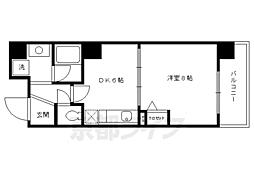 京都市営烏丸線 四条駅 徒歩5分の賃貸マンション 2階1DKの間取り