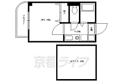 京福電気鉄道北野線 北野白梅町駅 徒歩11分の賃貸マンション 3階1Kの間取り