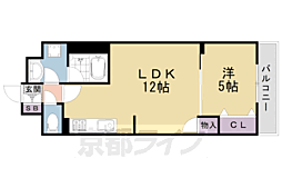 京都地下鉄東西線 二条城前駅 徒歩7分の賃貸マンション 4階1LDKの間取り
