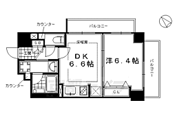 エステムプラザ京都河原町通2レジデンシャル 1DKの間取図画像