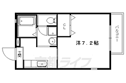 ラフィネ北白川2 1Kの間取図画像