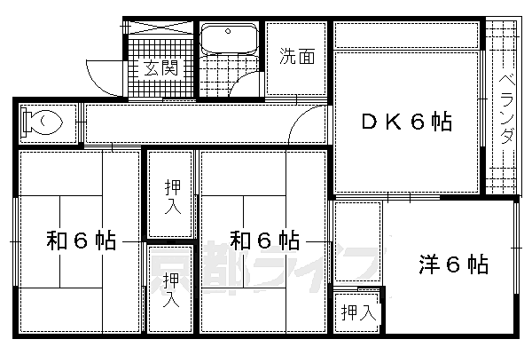 京都府長岡京市馬場(賃貸マンション3DK・3階・50.31㎡)の写真 その2