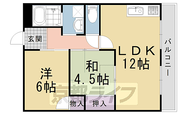 京都府向日市寺戸町(賃貸マンション2LDK・2階・51.20㎡)の写真 その2