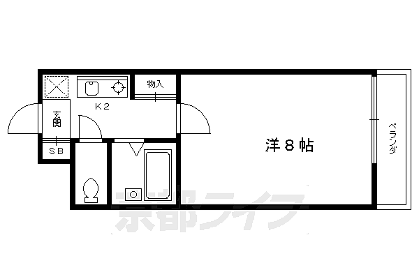 コアロード鷹ヶ峯 103｜京都府京都市北区大宮南箱ノ井町(賃貸マンション1K・1階・22.50㎡)の写真 その2