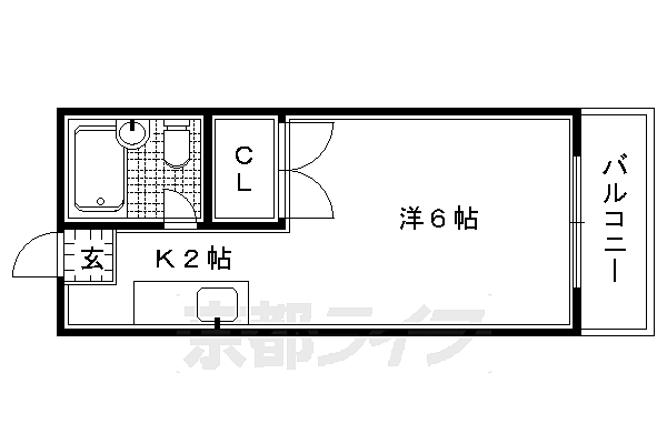 ウエストハイツ 301｜京都府京都市北区西賀茂丸川町(賃貸アパート1K・3階・15.40㎡)の写真 その2