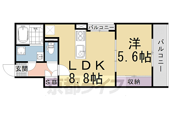 京都府京都市南区吉祥院九条町(賃貸マンション1LDK・4階・36.56㎡)の写真 その2