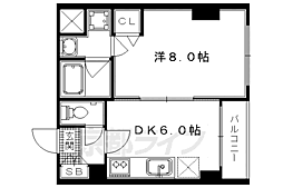 京都市営烏丸線 今出川駅 徒歩9分の賃貸マンション 6階1DKの間取り