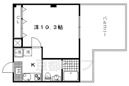 JR山陰本線 円町駅 徒歩5分の賃貸マンション 7階1Kの間取り