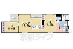 京都市営烏丸線 四条駅 徒歩11分の賃貸マンション 2階2LDKの間取り