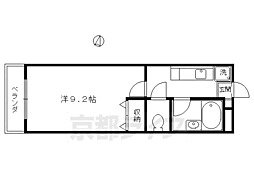 京都市営烏丸線 北山駅 徒歩18分の賃貸マンション 3階1Kの間取り