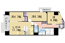 THE RESIDENCE 北白川 3LDKの間取図画像