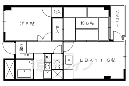 シルベーヌ北山 4階2LDKの間取り