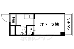 近鉄京都線 上鳥羽口駅 徒歩27分の賃貸マンション 4階1Kの間取り