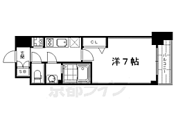 京都市営烏丸線 五条駅 徒歩8分の賃貸マンション 4階1Kの間取り