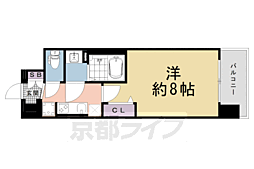 京都市営烏丸線 十条駅 徒歩3分の賃貸マンション 4階1Kの間取り