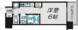 ララプレイスザ大阪リヴァージュ 1Kの間取図画像