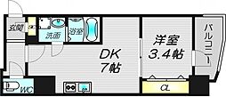 エスリードレジデンス大阪福島フロント 1DKの間取図画像