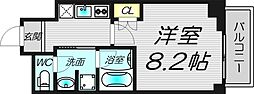 クレストコート堂島 1Kの間取図画像