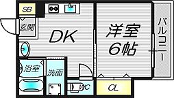 東梅田レジデンス 1DKの間取図画像