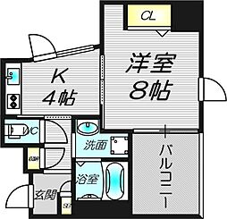 アスティナ天神橋 1Kの間取図画像