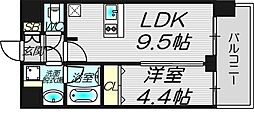 プレサンス大阪天満リバーシア 1LDKの間取図画像